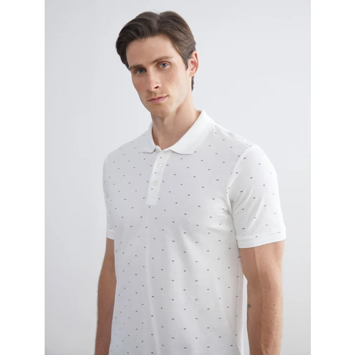 LCWAIKIKI Classic Ekru Büyük Beden Polo Yaka Desenli Pike Erkek Tişört