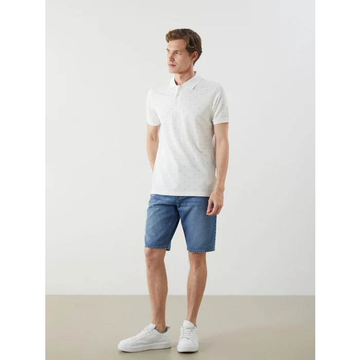 LCWAIKIKI Classic Ekru Büyük Beden Polo Yaka Desenli Pike Erkek Tişört