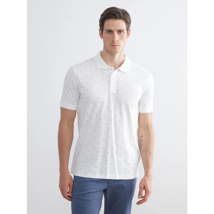 LCWAIKIKI Classic Ekru Büyük Beden Polo Yaka Desenli Pike Erkek Tişört