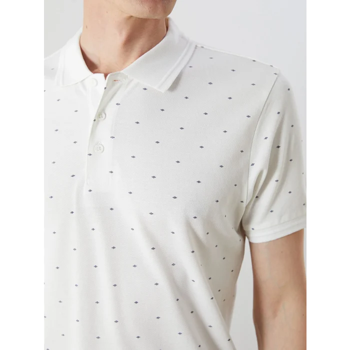 LCWAIKIKI Classic Ekru Büyük Beden Polo Yaka Desenli Pike Erkek Tişört