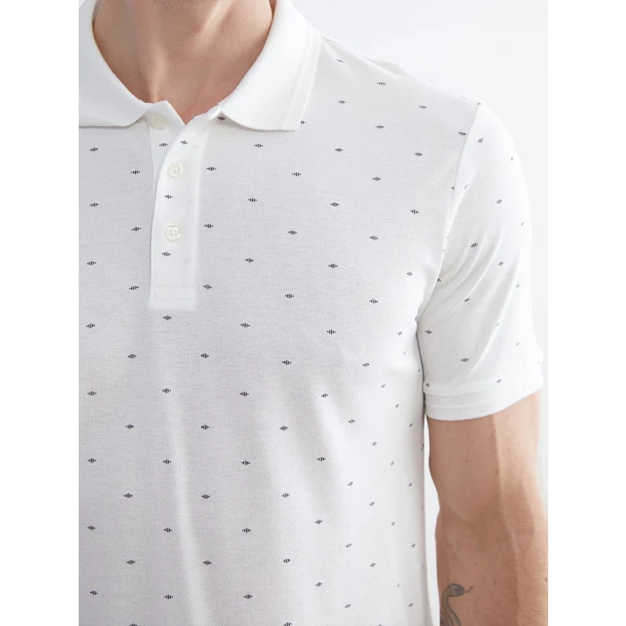 LCWAIKIKI Classic Ekru Büyük Beden Polo Yaka Desenli Pike Erkek Tişört