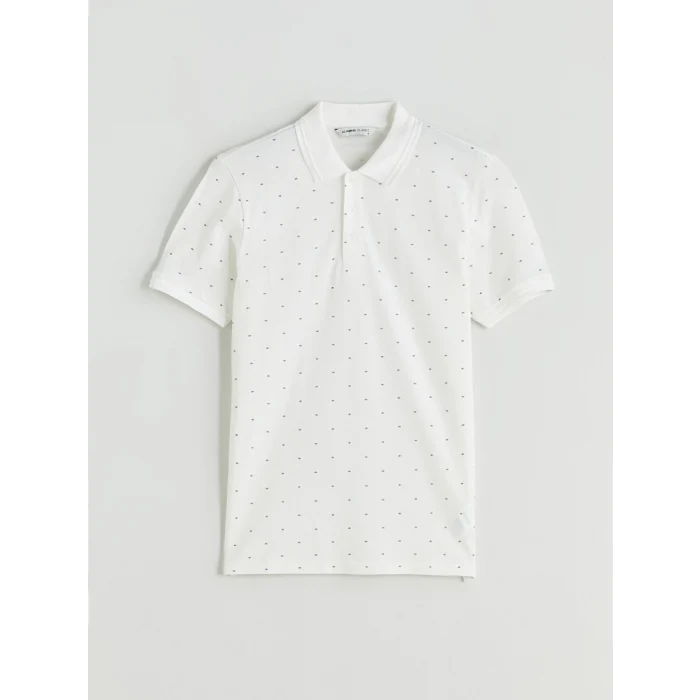 LCWAIKIKI Classic Ekru Büyük Beden Polo Yaka Desenli Pike Erkek Tişört