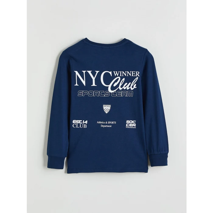 LCW Kids Lacivert New York Baskılı Erkek Çocuk Pijama Takımı