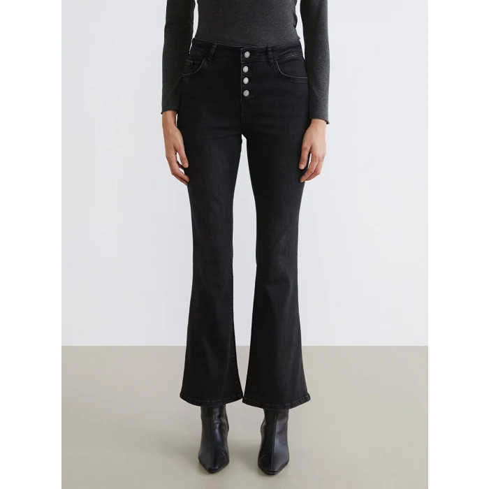 LCW Jeans Siyah Mars Flare Kadın Jean Pantolon