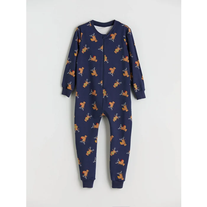 LC WAIKIKI Lacivert Bisiklet Yaka Baskılı Erkek Çocuk Tulum