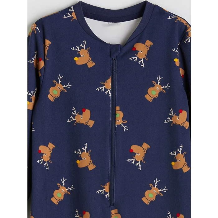 LC WAIKIKI Lacivert Bisiklet Yaka Baskılı Erkek Çocuk Tulum