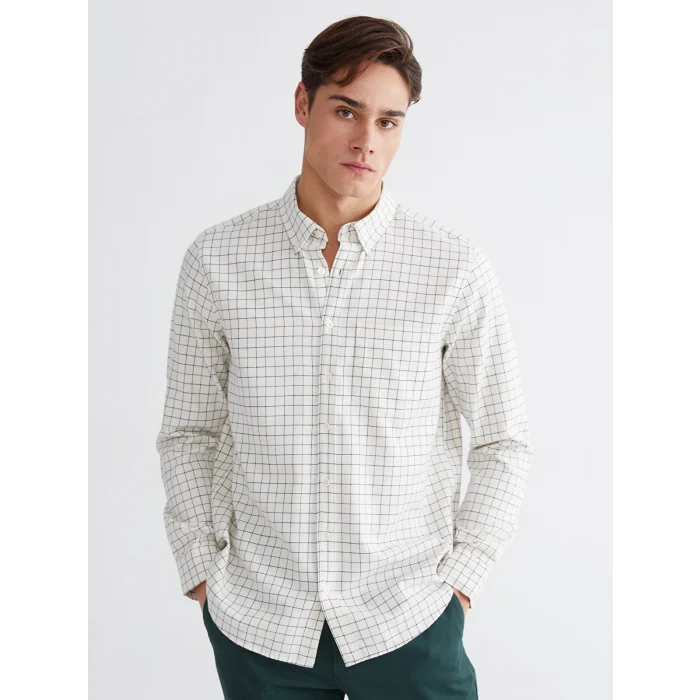 LCWAIKIKI Classic Kahverengi Regular Fit Ekose Erkek Gömlek