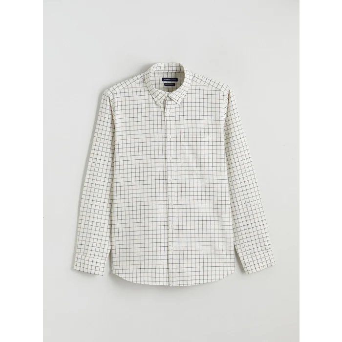 LCWAIKIKI Classic Kahverengi Regular Fit Ekose Erkek Gömlek