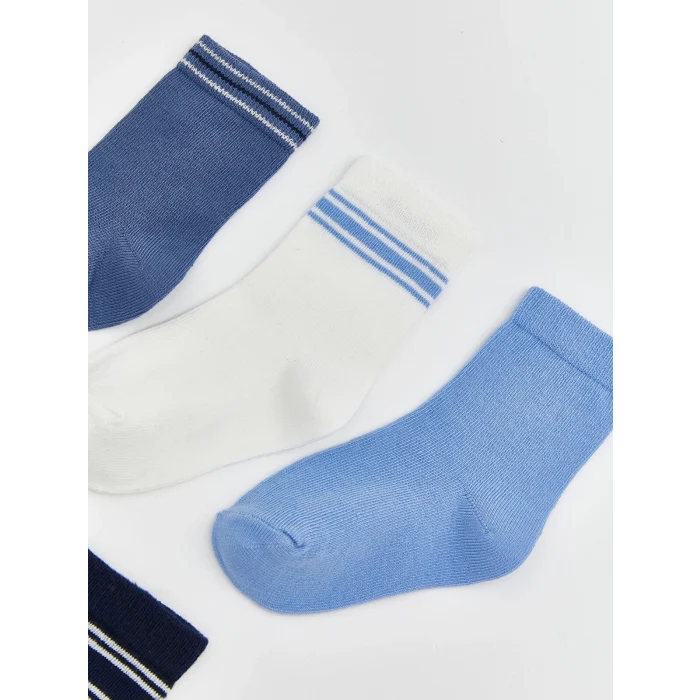 LCW baby Mavi Çizgili Erkek Bebek Soket Çorap 5li