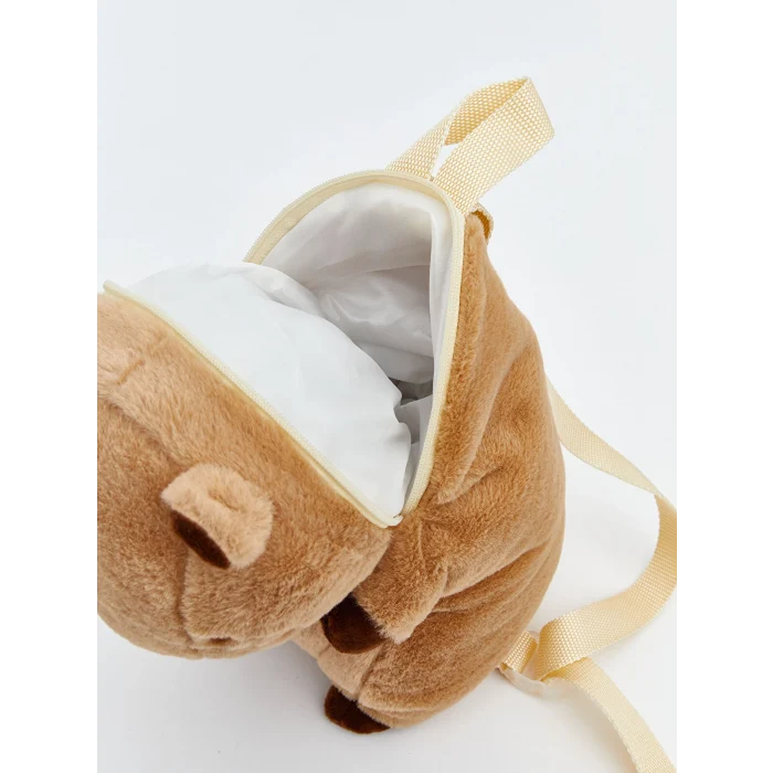 LCW ACCESSORIES Kahverengi Hayvan Figürlü Pelüş Kız Çocuk Sırt Çantası