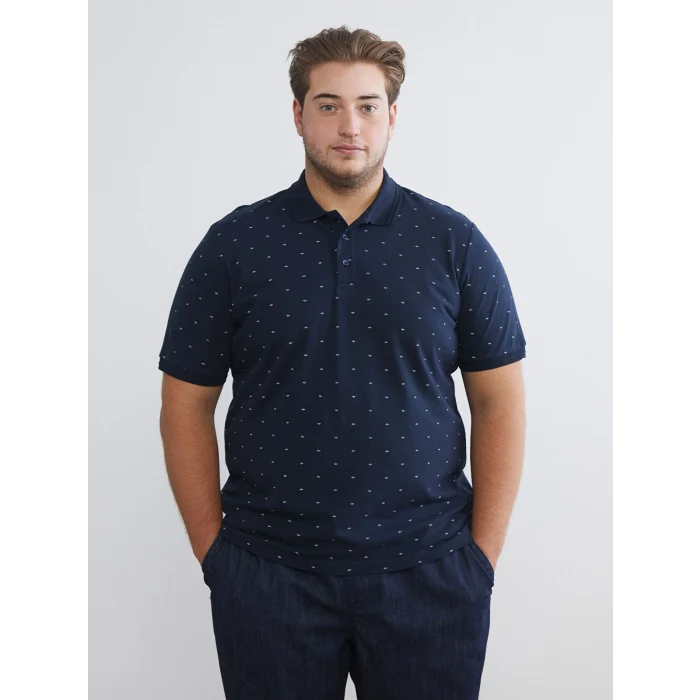 LCWAIKIKI Classic Lacivert Polo Yaka Desenli Pike Erkek Tişört