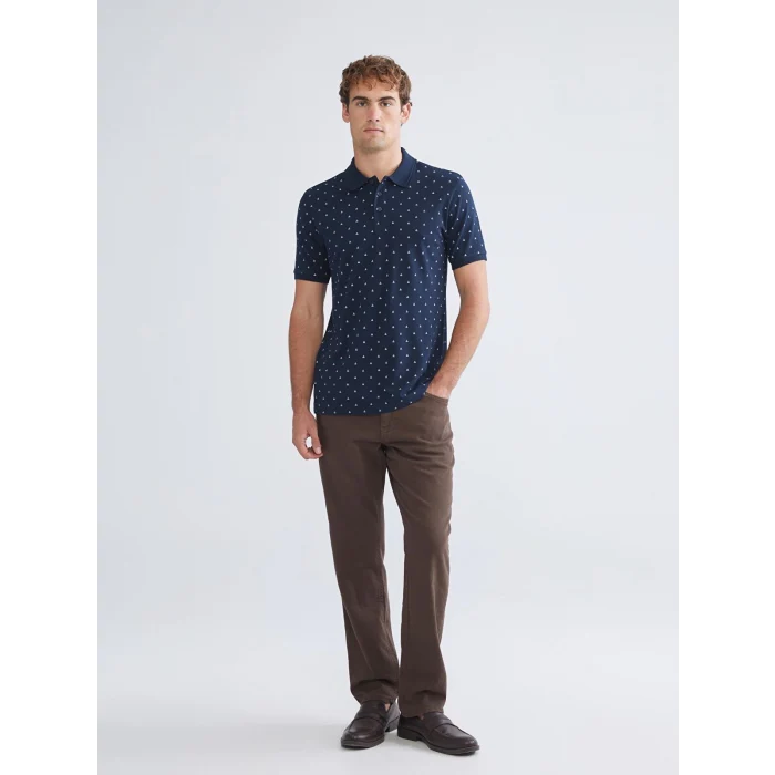 LCWAIKIKI Classic Lacivert Polo Yaka Desenli Pike Erkek Tişört