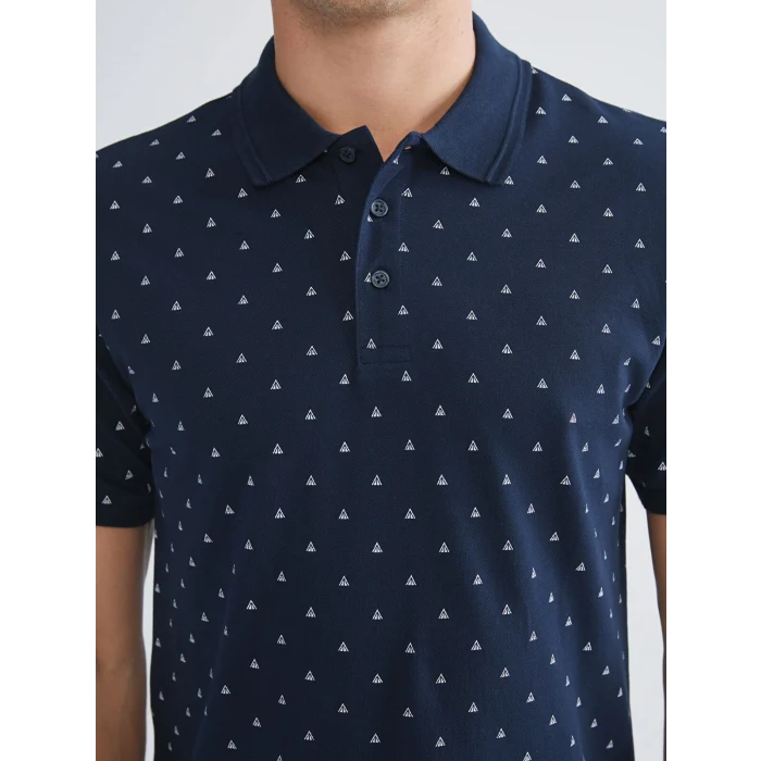 LCWAIKIKI Classic Lacivert Polo Yaka Desenli Pike Erkek Tişört