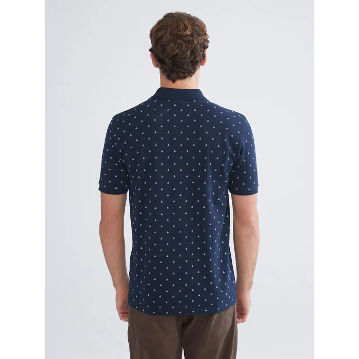 LCWAIKIKI Classic Lacivert Polo Yaka Desenli Pike Erkek Tişört