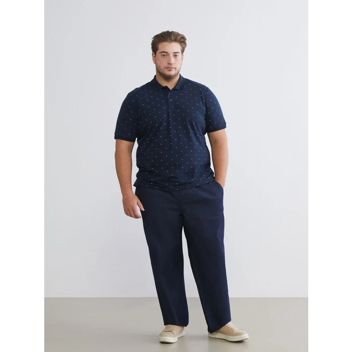 LCWAIKIKI Classic Lacivert Polo Yaka Desenli Pike Erkek Tişört