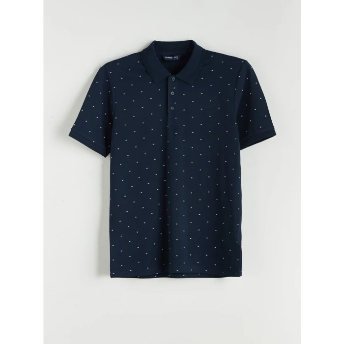 LCWAIKIKI Classic Lacivert Polo Yaka Desenli Pike Erkek Tişört