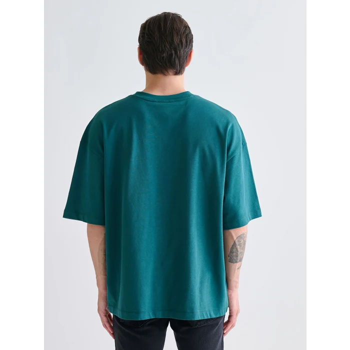 XSIDE Yeşil Bisiklet Yaka Penye Erkek Tişört