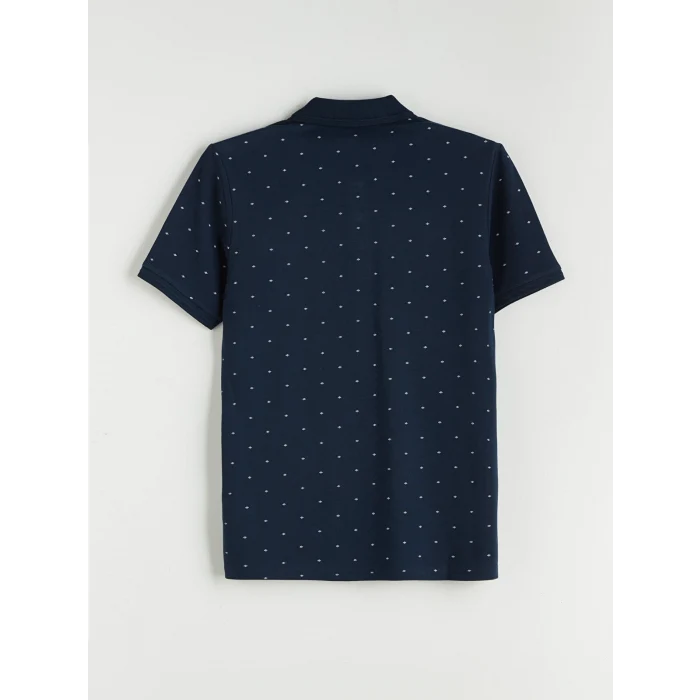 LCWAIKIKI Classic Lacivert Polo Yaka Desenli Pike Erkek Tişört