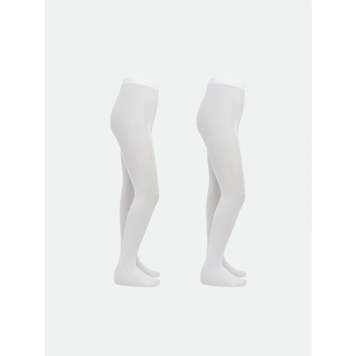LCW Kids Beyaz Basic İnce Kız Çocuk Külotlu Çorap 2li