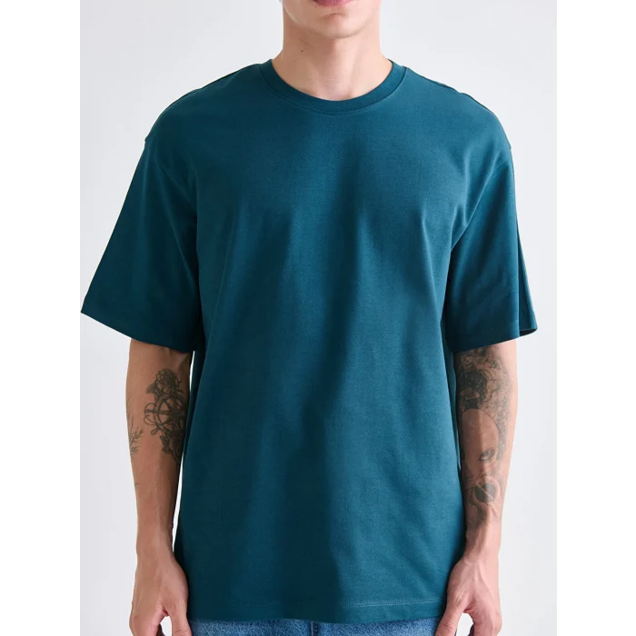 XSIDE Petrol Bisiklet Yaka Penye Erkek Tişört