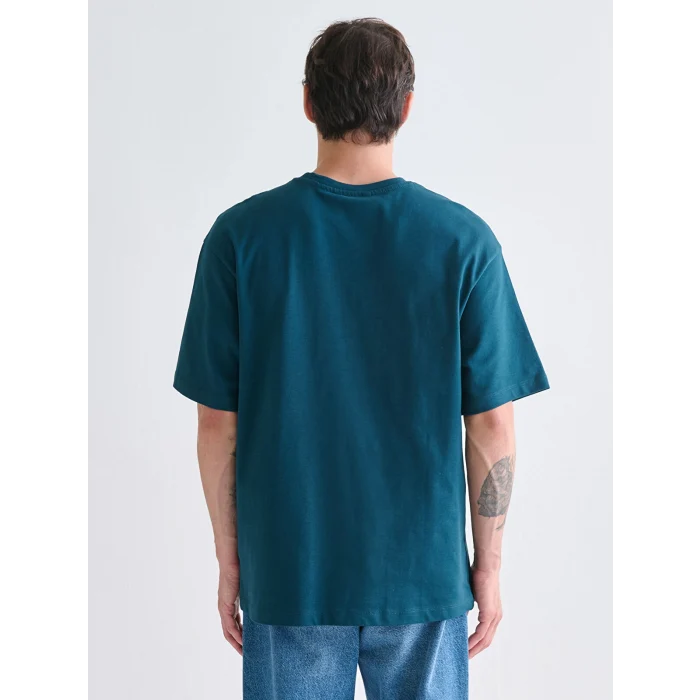 XSIDE Petrol Bisiklet Yaka Penye Erkek Tişört