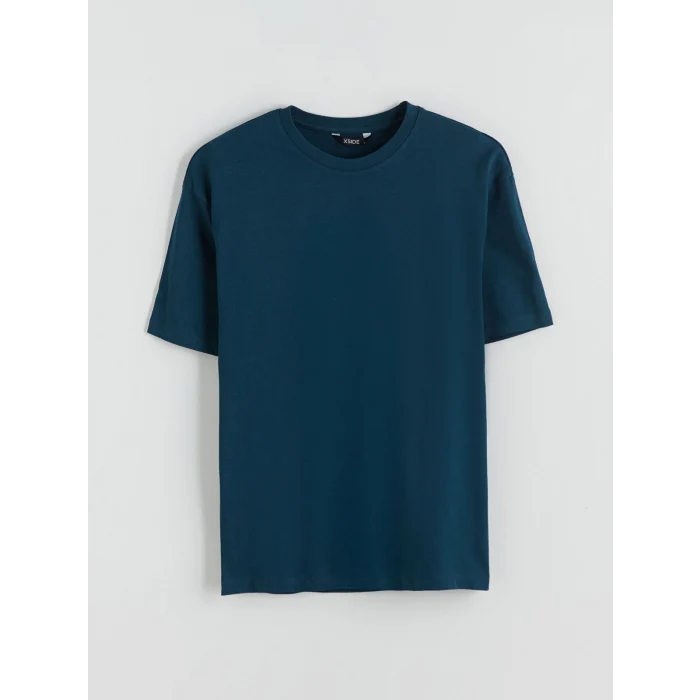 XSIDE Petrol Bisiklet Yaka Penye Erkek Tişört