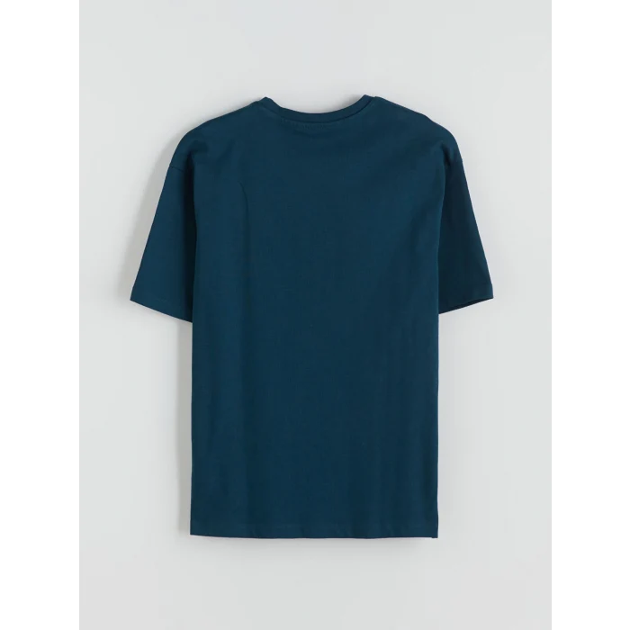 XSIDE Petrol Bisiklet Yaka Penye Erkek Tişört