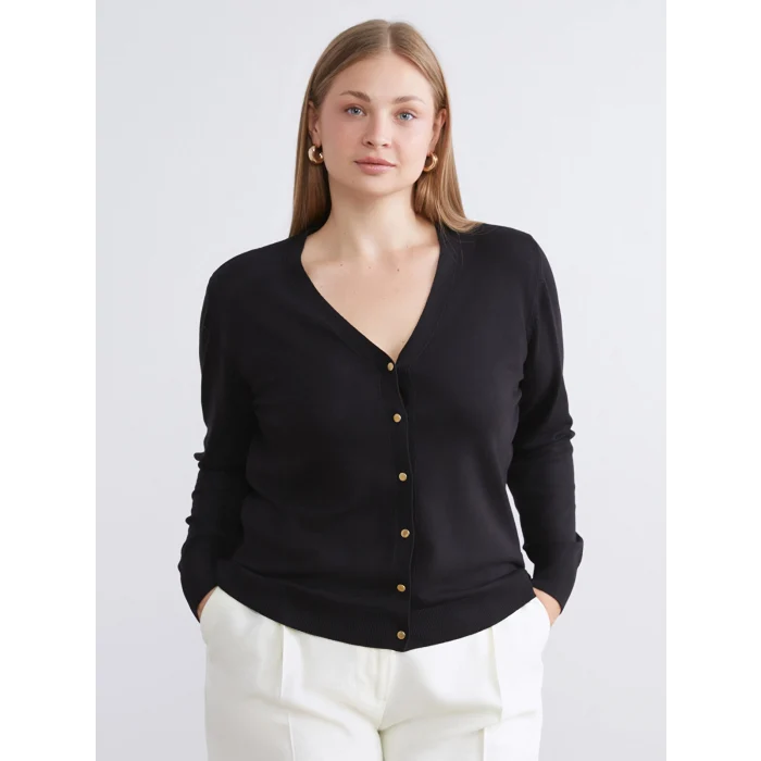 LCWAIKIKI Classic Siyah V Yaka Kadın Triko Hırka