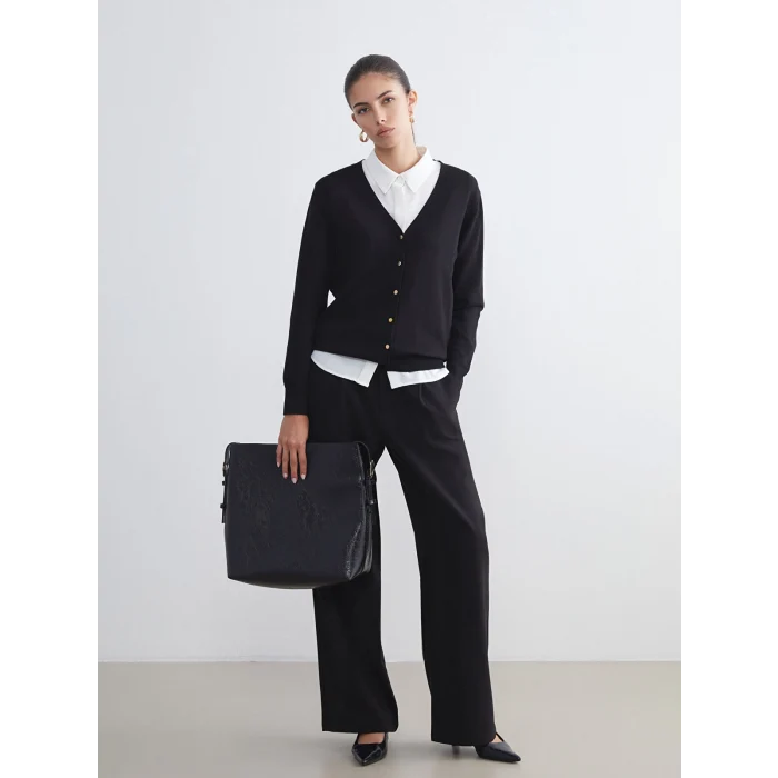 LCWAIKIKI Classic Siyah V Yaka Kadın Triko Hırka