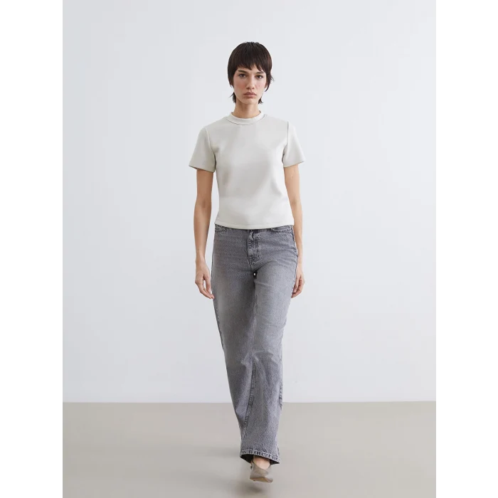 LCW Jeans Gri Straight Fit Kadın Jean Pantolon