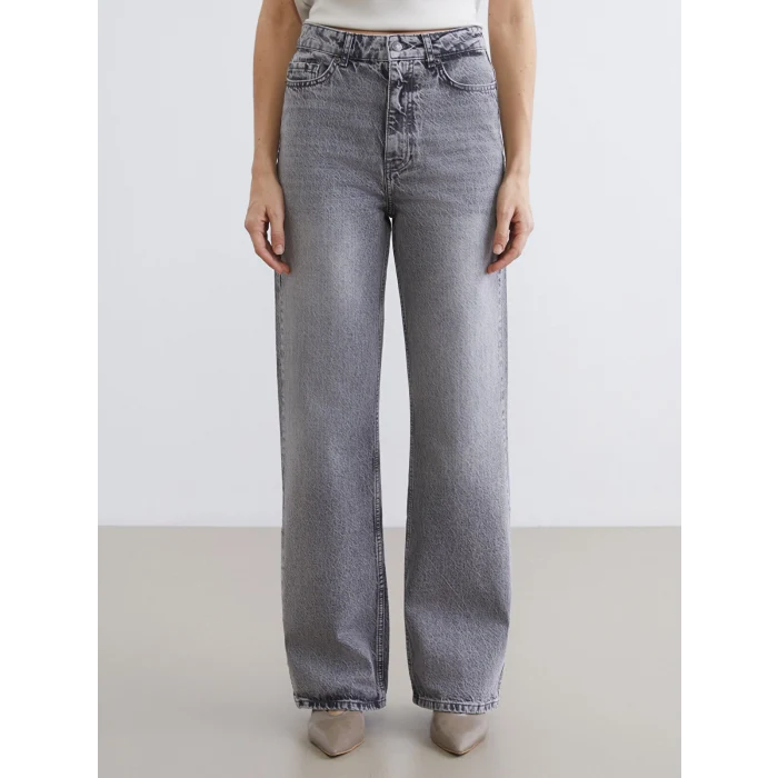 LCW Jeans Gri Straight Fit Kadın Jean Pantolon