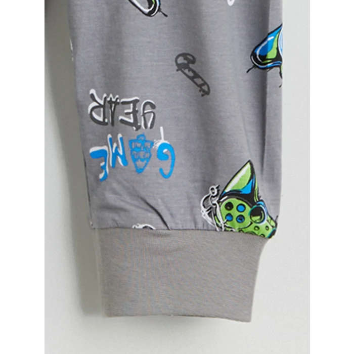 LCW Kids Gri Bisiklet Yaka Erkek Çocuk Pijama Takımı