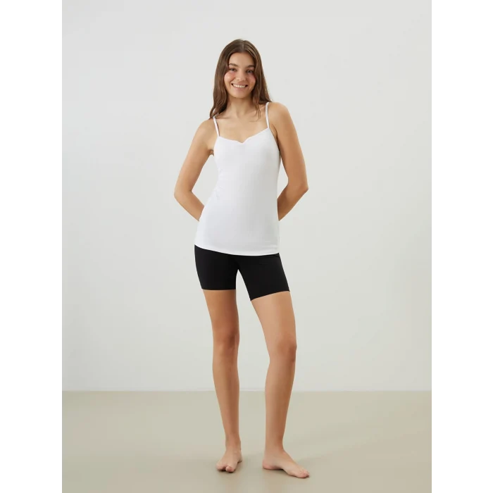 LCW DREAM Beyaz Kalp Yaka Askılı Kadın Kuplu Atlet