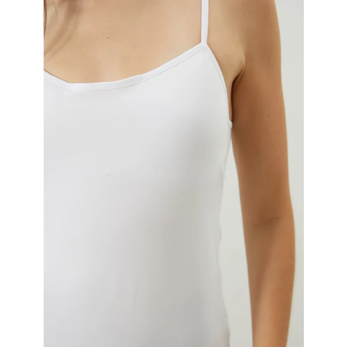 LCW DREAM Beyaz Kalp Yaka Askılı Kadın Kuplu Atlet