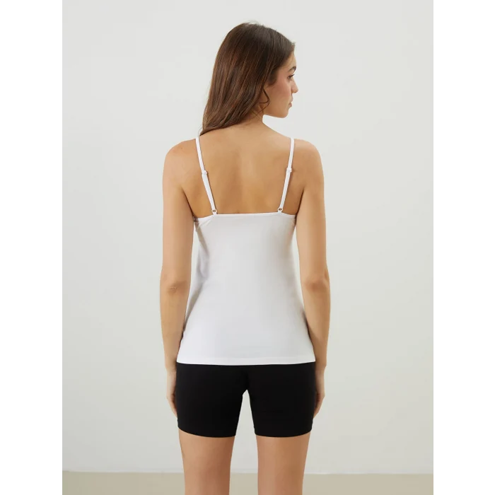 LCW DREAM Beyaz Kalp Yaka Askılı Kadın Kuplu Atlet