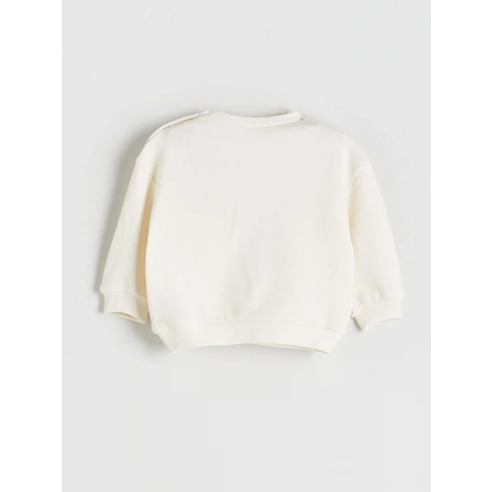 LCW baby Ekru Kiraz Detaylı Yumuşak Dokulu Kız Bebek Sweatshirt ve Eşofman Altı