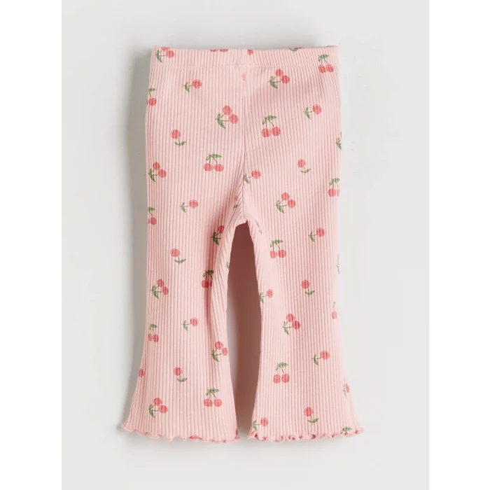 LCW baby Ekru Kiraz Detaylı Yumuşak Dokulu Kız Bebek Sweatshirt ve Eşofman Altı