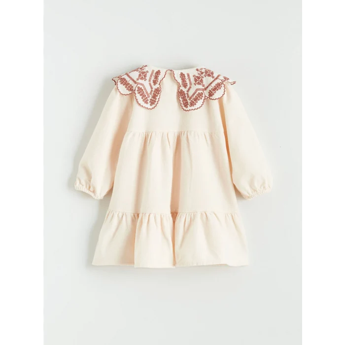 LCW baby Bej Bebe Yaka Kız Bebek Elbise