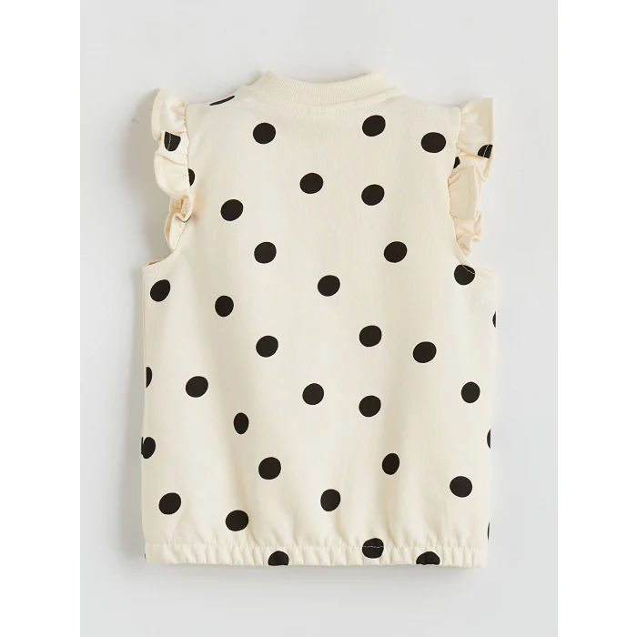 LCW Kids Ekru Kolej Yaka Puantiyeli Kız Çocuk Yelek