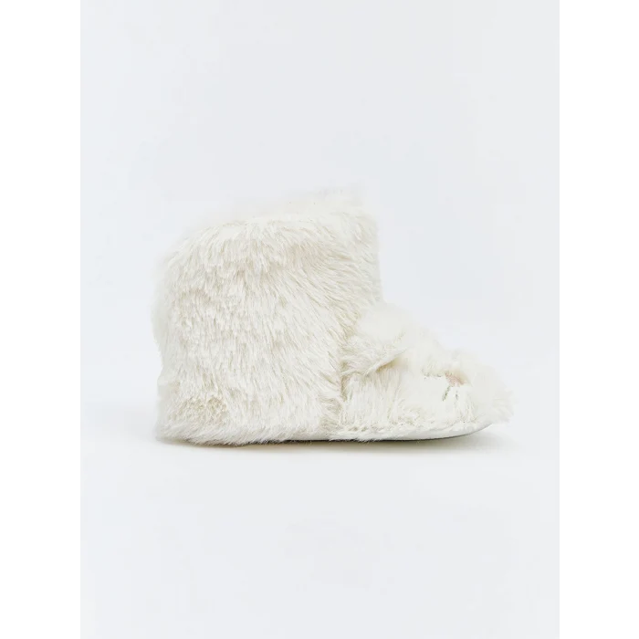 LCW STEPS Ekru Tavşan Figürlü Pelüş Kız Bebek Panduf