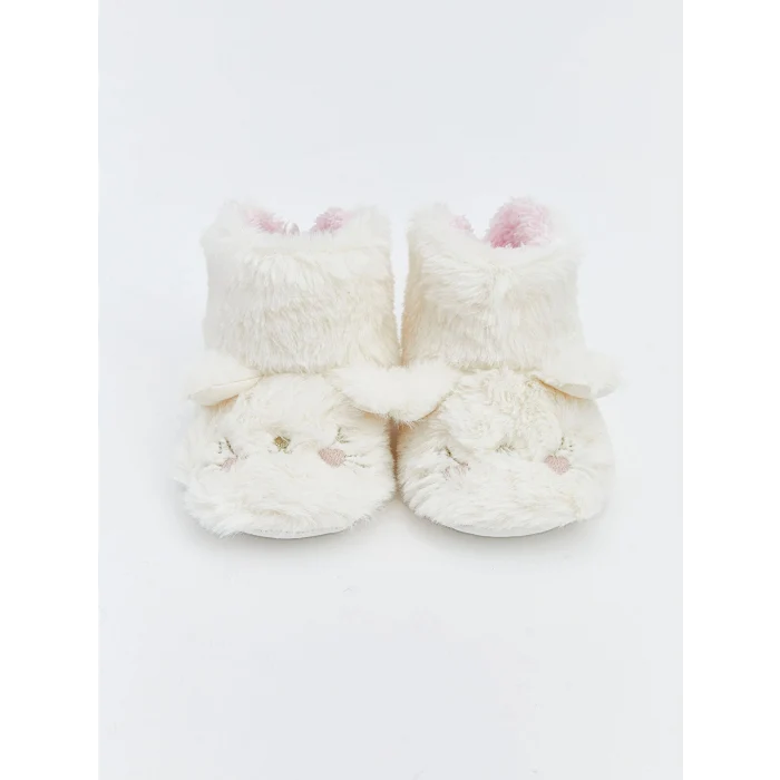 LCW STEPS Ekru Tavşan Figürlü Pelüş Kız Bebek Panduf