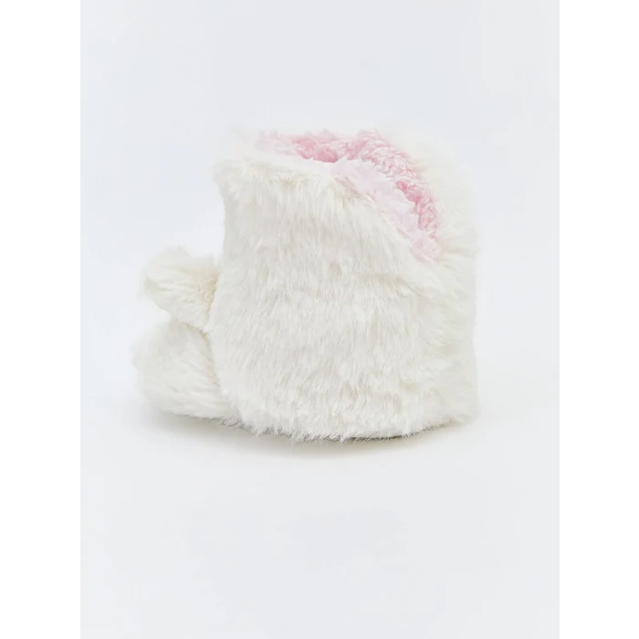 LCW STEPS Ekru Tavşan Figürlü Pelüş Kız Bebek Panduf