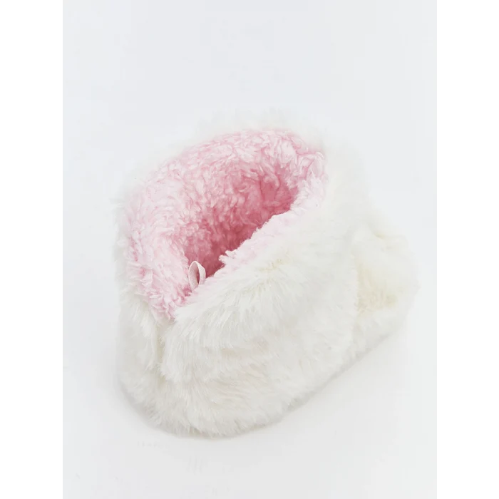 LCW STEPS Ekru Tavşan Figürlü Pelüş Kız Bebek Panduf