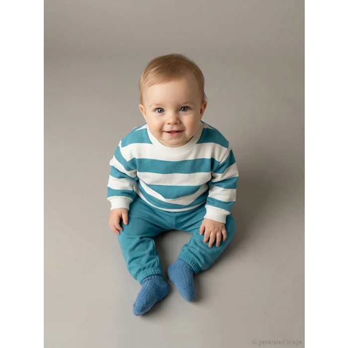 LCW baby Ekru Bisiklet Yaka Erkek Bebek Sweatshirt ve Eşofman Altı