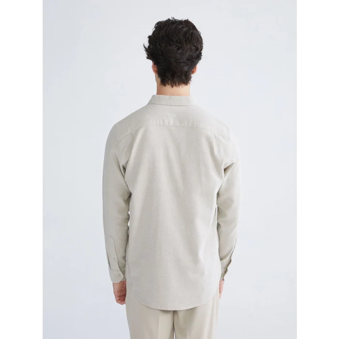 LCWAIKIKI Classic Bej Regular Fit Uzun Kollu Gabardin Erkek Gömlek