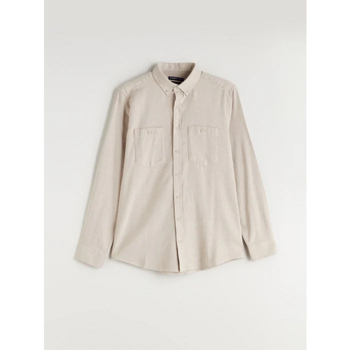 LCWAIKIKI Classic Bej Regular Fit Uzun Kollu Gabardin Erkek Gömlek