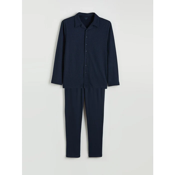 LC WAIKIKI Lacivert Standart Kalıp Erkek Düğmeli Pijama Takım