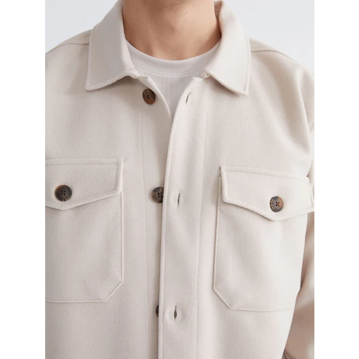 LCW Vision Bej Regular Fit Kaşe Erkek Gömlek Ceket