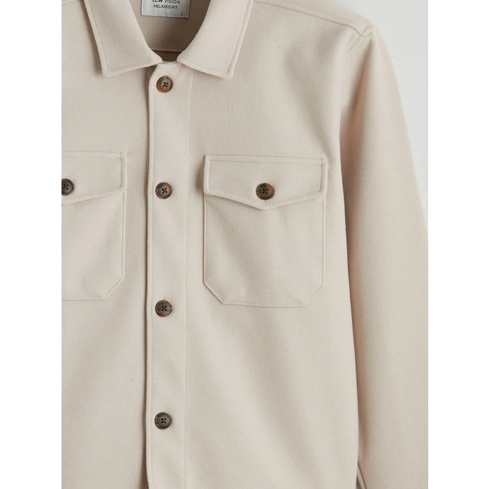 LCW Vision Bej Regular Fit Kaşe Erkek Gömlek Ceket
