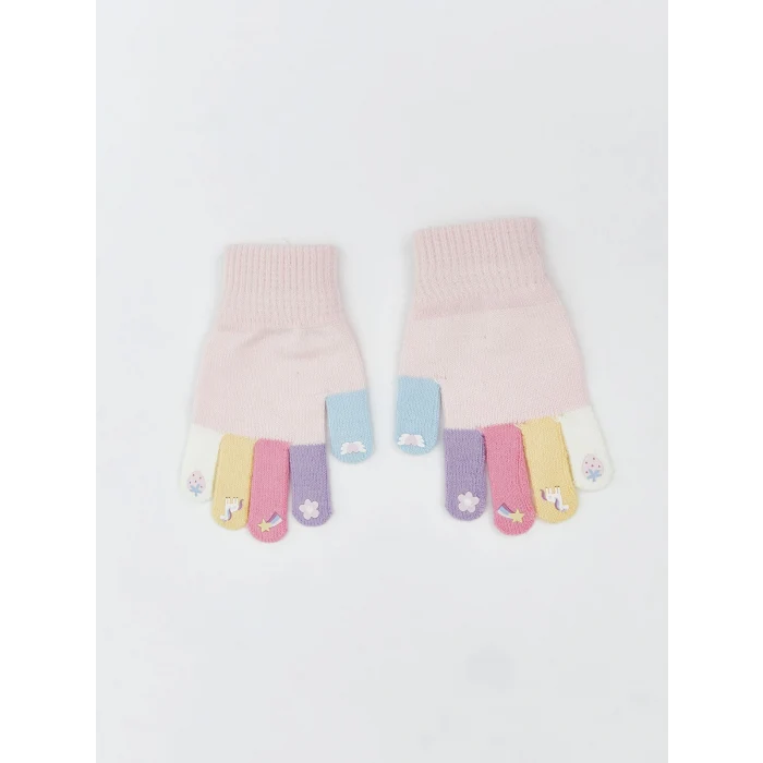 LCW baby Pembe Renk Bloklu Kız Bebek Eldiven